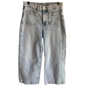 Gap Wide Leg High Rise Light Wash Stride Ankle Jeans w Patch Pockets size 29 / 8